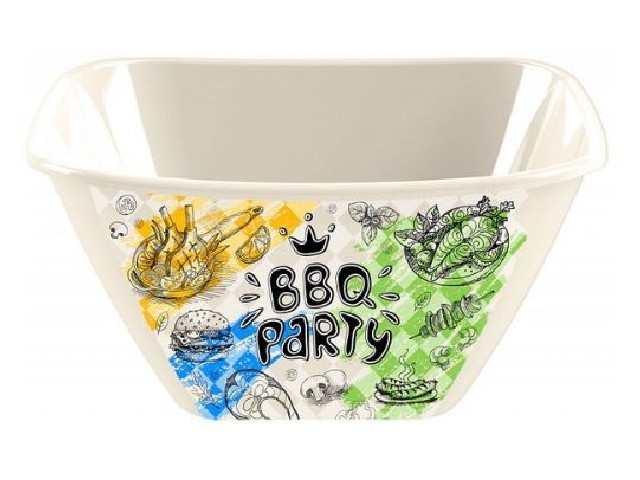 Миска квадратная 4л с декором (светло-бежевый)